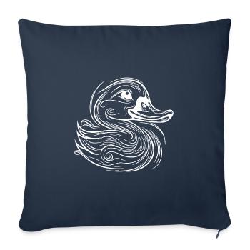 Lignes de tatouage vintage canard avec gros bec - Housse de coussin décorative 45 x 45 cm - bleu marine - Devant
