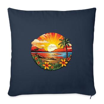 Magical beach by the sea with palm trees and flowers - Sofa pillowcase 17,3'' x 17,3'' (45 x 45 cm) - navy - Front