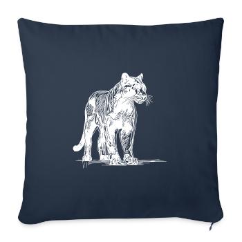 Élégant animal de la jungle grand chat gros chat gros chat - Housse de coussin décorative 45 x 45 cm - bleu marine - Devant
