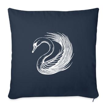 Cygne élégant orné d’ailes - Housse de coussin décorative 45 x 45 cm - bleu marine - Devant