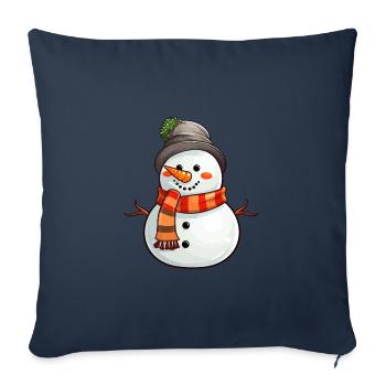 Snowman face with hat and scarf - Sofa pillowcase 17,3'' x 17,3'' (45 x 45 cm) - navy - Front