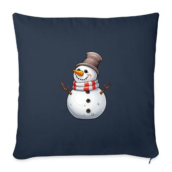 Bonhomme de neige avec chapeau haut de forme et écharpe - Housse de coussin décorative 45 x 45 cm - bleu marine - Devant