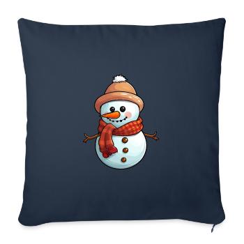 Snowman with hat and scarf - Sofa pillowcase 17,3'' x 17,3'' (45 x 45 cm) - navy - Front