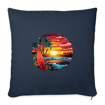 Magical beach by the sea with palm trees and waves - Sofa pillowcase 17,3'' x 17,3'' (45 x 45 cm) - navy - Front