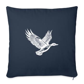 Joli canard volant avec des ailes - Housse de coussin décorative 45 x 45 cm - bleu marine - Devant