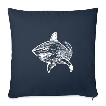 Grand requin océanique vintage aux dents acérées - Housse de coussin décorative 45 x 45 cm - bleu marine - Devant