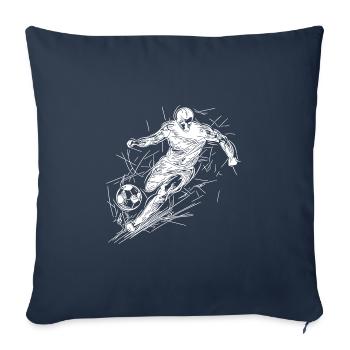 Attaquant de football en cours d’exécution avec ballon - Housse de coussin décorative 45 x 45 cm - bleu marine - Devant