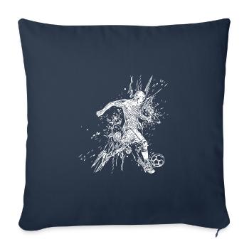 Un joueur de football en éclaboussure frappe un ballon - Housse de coussin décorative 45 x 45 cm - bleu marine - Devant