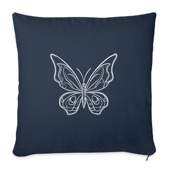 Style de ligne de tatouage joli papillon - Housse de coussin décorative 45 x 45 cm - bleu marine - Devant