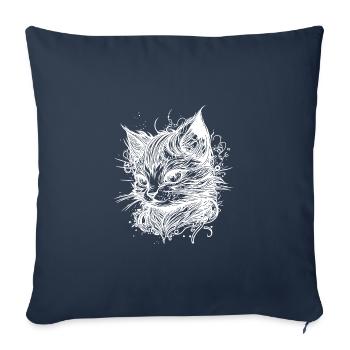 Petit chat de l’espace câlin dans un style vintage - Housse de coussin décorative 45 x 45 cm - bleu marine - Devant