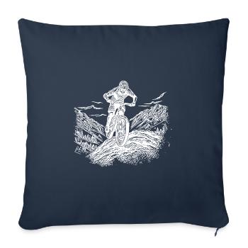 Ascension solitaire en VTT - Housse de coussin décorative 45 x 45 cm - bleu marine - Devant