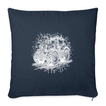 Tractor Splash Design with Field Tractor - Sofa pillowcase 17,3'' x 17,3'' (45 x 45 cm) - navy - Front