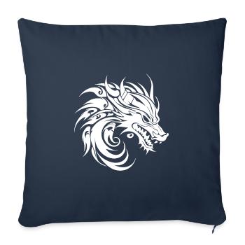 Tête de Dragon chinois rugissant de style de tatouage - Housse de coussin décorative 45 x 45 cm - bleu marine - Devant