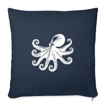 Large Octopus with Eight Arms - Sofa pillowcase 17,3'' x 17,3'' (45 x 45 cm) - navy - Front