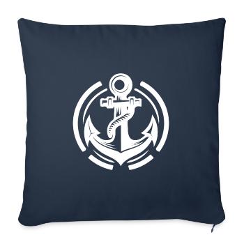 Vintage Old Wet Anchor with Thick Rope - Sofa pillowcase 17,3'' x 17,3'' (45 x 45 cm) - navy - Front