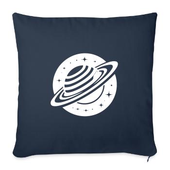 Planète spatiale Saturne avec système d’anneaux et étoiles - Housse de coussin décorative 45 x 45 cm - bleu marine - Devant