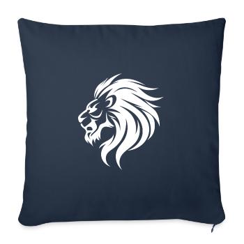 Tête de Lion en colère Tattoo Style Soufflant Crinière - Housse de coussin décorative 45 x 45 cm - bleu marine - Devant