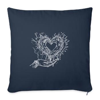 Un cœur de partenaire Splash dans la main de la famille - Housse de coussin décorative 45 x 45 cm - bleu marine - Devant