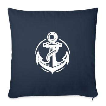 Old wet anchor with thick rope - Sofa pillowcase 17,3'' x 17,3'' (45 x 45 cm) - navy - Front