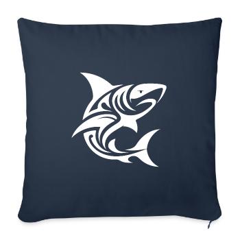 Tribal Tiger Shark Style Diver Fan Tattoo - Sofa pillowcase 17,3'' x 17,3'' (45 x 45 cm) - navy - Front