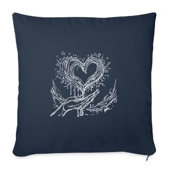 Splash Partner en forme de coeur de la main de la famille - Housse de coussin décorative 45 x 45 cm - bleu marine - Devant