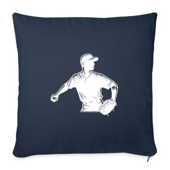 Joueur de baseball avec balle et gant de baseball - Housse de coussin décorative 45 x 45 cm - bleu marine - Devant