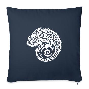 Déguisement de tatouage tribal caméléon - Housse de coussin décorative 45 x 45 cm - bleu marine - Devant