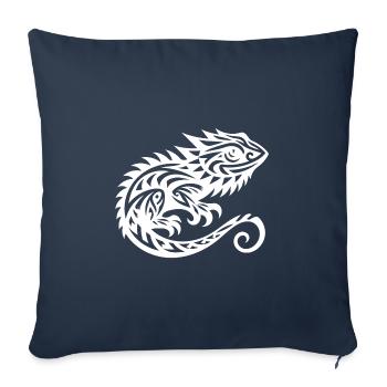 Dragon barbu mignon Tribal tatouage Dragon - Housse de coussin décorative 45 x 45 cm - bleu marine - Devant