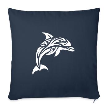 Saut Mignon Tatouage Dauphin - Housse de coussin décorative 45 x 45 cm - bleu marine - Devant