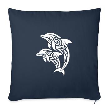 Grand dauphin Tribal Tattoo Dauphins sauteurs - Housse de coussin décorative 45 x 45 cm - bleu marine - Devant