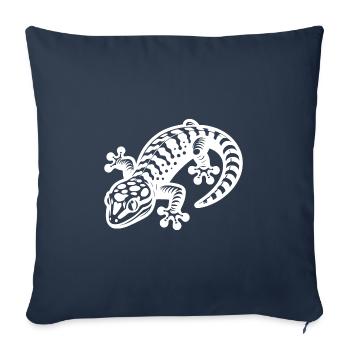 Gecko intelligent dans le style du tatouage - Housse de coussin décorative 45 x 45 cm - bleu marine - Devant