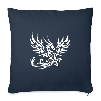 Dragon tribal de tatouage sauvage avec des ailes - Housse de coussin décorative 45 x 45 cm - bleu marine - Devant