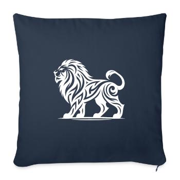 Lion de tatouage tribal fier élégant - Housse de coussin décorative 45 x 45 cm - bleu marine - Devant