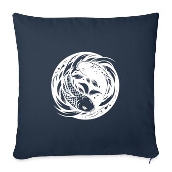 Koi Carp Yoga Circle Yin and Yang Style - Sofa pillowcase 17,3'' x 17,3'' (45 x 45 cm) - navy - Front