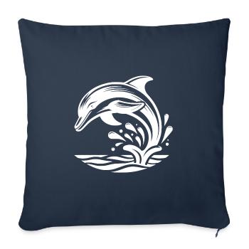 Élégant Saut Tatouage Dauphin - Housse de coussin décorative 45 x 45 cm - bleu marine - Devant