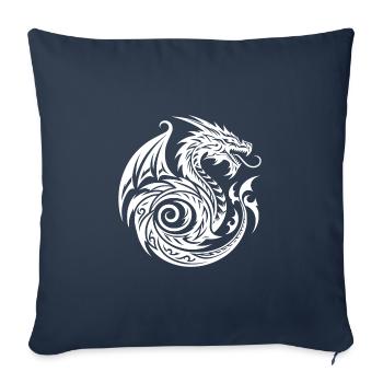 Wild Tribal Tattoo Dragon with Wings - Sofa pillowcase 17,3'' x 17,3'' (45 x 45 cm) - navy - Front