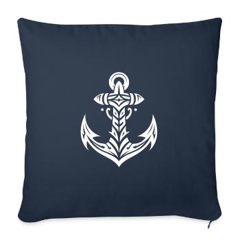 Old Anchor with Tribal Tattoo Style - Sofa pillowcase 17,3'' x 17,3'' (45 x 45 cm) - navy - Front