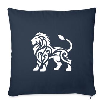 Élégant lion de tatouage tribal avec crinière sauvage - Housse de coussin décorative 45 x 45 cm - bleu marine - Devant