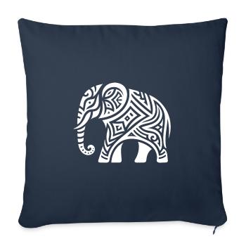 Elephant Tribal Art Tattoo with Big Ears - Sofa pillowcase 17,3'' x 17,3'' (45 x 45 cm) - navy - Front