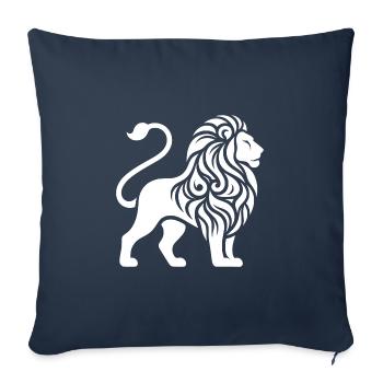 Lion tatoué élégant à la crinière puissante - Housse de coussin décorative 45 x 45 cm - bleu marine - Devant