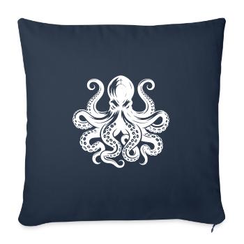 Pieuvre sinistre avec tentacules et ventouses - Housse de coussin décorative 45 x 45 cm - bleu marine - Devant