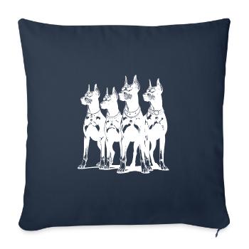 Quatre chiens Dobermans intelligents et vigilants - Housse de coussin décorative 45 x 45 cm - bleu marine - Devant