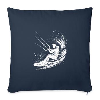 Sport Kite Surfer Sans Kite Splash Eau de mer - Housse de coussin décorative 45 x 45 cm - bleu marine - Devant
