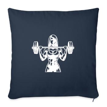Ambitious female athlete with barbell - Sofa pillowcase 17,3'' x 17,3'' (45 x 45 cm) - navy - Front