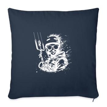 Cool kite surfer homme planche à voile dans le ciel - Housse de coussin décorative 45 x 45 cm - bleu marine - Devant