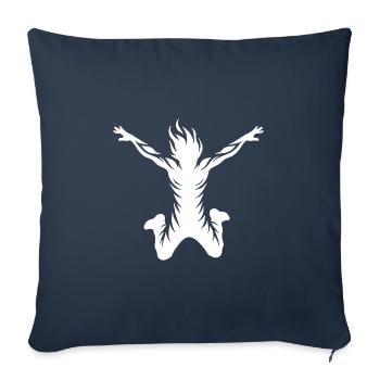 Homme sauteur sauvage aux cheveux flamboyants - Housse de coussin décorative 45 x 45 cm - bleu marine - Devant