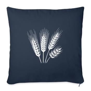 Céréales : blé et avoine, épis de maïs - Housse de coussin décorative 45 x 45 cm - bleu marine - Devant