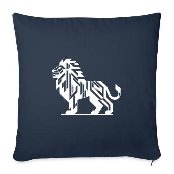 Lion géométrique avec des dents et une crinière élégante - Housse de coussin décorative 45 x 45 cm - bleu marine - Devant