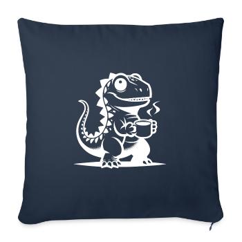Dino baby with coffee cup funny little dino - Sofa pillowcase 17,3'' x 17,3'' (45 x 45 cm) - navy - Front