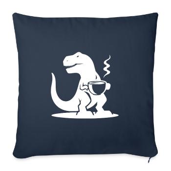 T-Rex with Coffee Cup Evil Caffeine Dinosaur - Sofa pillowcase 17,3'' x 17,3'' (45 x 45 cm) - navy - Front